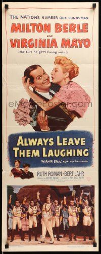6p509 ALWAYS LEAVE THEM LAUGHING insert '49 great romantic image of Milton Berle & Virginia Mayo!