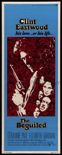 6p520 BEGUILED insert '71 cool psychedelic art of Clint Eastwood & Geraldine Page, Don Siegel