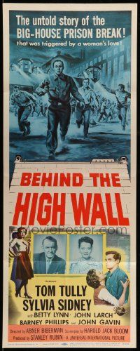 6p521 BEHIND THE HIGH WALL insert '56 Tom Tully, Sylvia Sidney, big house prison break art!