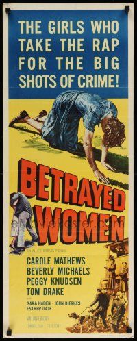 6p525 BETRAYED WOMEN insert '55 bad girls in solitary, Carole Mathews, Beverly Michaels!