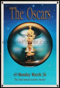 6r001 62ND ANNUAL ACADEMY AWARDS 24x36 1sh '90 great image of Oscar statue!