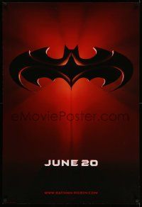 6r047 BATMAN & ROBIN advance 1sh '97 Clooney, O'Donnell, cool image of bat symbol!
