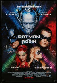 6r048 BATMAN & ROBIN advance 1sh '97 Clooney, O'Donnell, Schwarzenegger, Thurman, cast images!