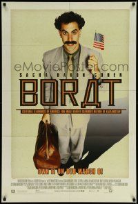 6r671 BORAT 27x40 video poster '06 Sacha Baron Cohen mockumentary w/ wacky 'Cyrillic' title!