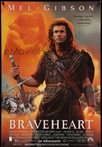 6r672 BRAVEHEART 27x40 video poster '95 cool image of Mel Gibson as William Wallace!