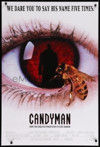 6r084 CANDYMAN 1sh '92 Clive Barker, creepy close-up image of bee in eyeball!