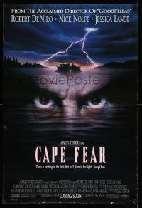 6r086 CAPE FEAR advance DS 1sh '91 great close-up of Robert De Niro's eyes, Martin Scorsese!