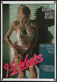 6r859 9 1/2 WEEKS 26x38 commercial poster '80s great image of very sexy half-dressed Kim Basinger!
