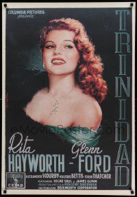 6r863 AFFAIR IN TRINIDAD 27x39 commercial poster '80s Rita Hayworth in low-cut dress by Ballester!
