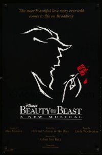 6r868 BEAUTY & THE BEAST 23x35 commercial poster '95 cool profile art with rose!