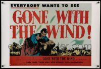6r908 GONE WITH THE WIND 26x38 commercial poster '80s Clark Gable, Vivien Leigh, different!