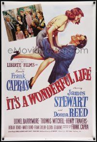 6r916 IT'S A WONDERFUL LIFE 27x40 commercial poster '96 James Stewart, Donna Reed, Barrymore, Capra!