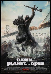 6r124 DAWN OF THE PLANET OF THE APES style C advance DS 1sh '14 great image of ape on horseback!