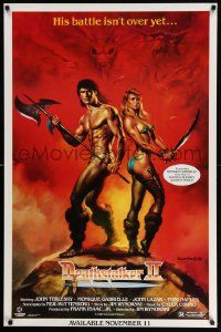 6r682 DEATHSTALKER 2 27x41 video poster '87 Boris Vallejo art of sexy nearly naked man & woman!