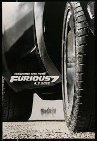 6r184 FURIOUS 7 teaser DS 1sh '15 Jason Statham, Dwayne Johnson, Vin Diesel, close up image of car!