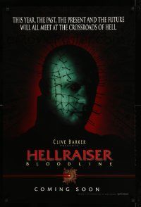 6r211 HELLRAISER: BLOODLINE teaser 1sh '96 Clive Barker, super close up of creepy Pinhead!
