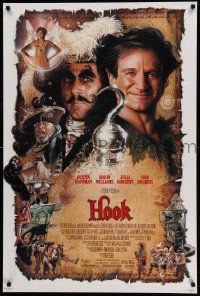 6r219 HOOK DS 1sh '91 artwork of pirate Dustin Hoffman & Robin Williams by Drew Struzan!
