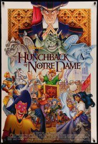 6r225 HUNCHBACK OF NOTRE DAME DS 1sh '96 Walt Disney, Victor Hugo, art of cast on parade!