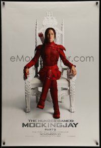 6r230 HUNGER GAMES: MOCKINGJAY - PART 2 teaser DS 1sh '15 image of Jennifer Lawrence in red outfit!