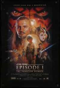6r371 PHANTOM MENACE style B DS 1sh '99 George Lucas, Star Wars Episode I, art by Drew Struzan!