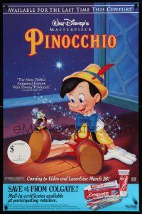 6r705 PINOCCHIO 26x40 video poster R93 Disney classic, wooden boy wants to be real!