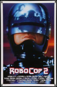 6r407 ROBOCOP 2 int'l 1sh '90 cool close-up of cyborg policeman Peter Weller, sci-fi sequel!