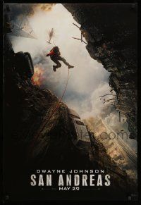 6r415 SAN ANDREAS teaser DS 1sh '15 Dwayne Johnson hanging from helicopter, disaster action!