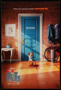 6r417 SECRET LIFE OF PETS advance DS 1sh '16 cool CGI image of dog sitting behind door with ball!