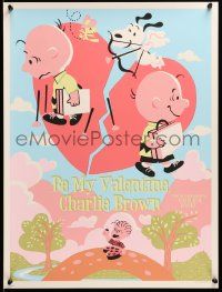 6r534 BE MY VALENTINE CHARLIE BROWN 18x24 art print '14 art of him & Snoopy with hearts, 96/280