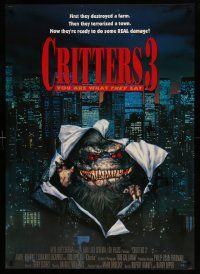 6r530 CRITTERS 3 REPRO 27x37 REPRO poster '91 wacky, they're ready to do some damage!