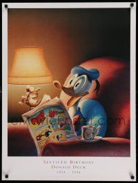 6r766 DONALD DUCK 24x32 special '94 art of Walt Disney's most famous duck reading comics!