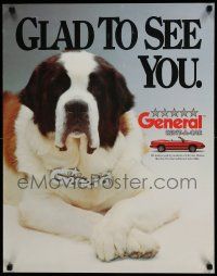 6r565 GENERAL RENT-A-CAR 22x28 advertising poster '90s image of huge St. Bernard!