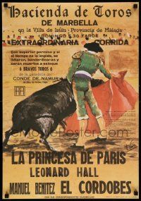 6r786 HACIENDA DE TOROS 19x27 Spanish special '81 great art of bullfighter in ring w/bull!