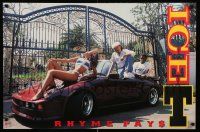 6r640 ICE-T 23x35 music poster '87 Rhyme Pays, image of rapper w/sexy girl on Porsche hood!