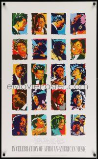 6r641 IN CELEBRATION OF AFRICAN-AMERICAN MUSIC 22x36 music poster '92 art of musicians by Rogers!