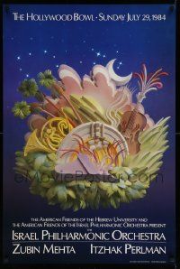 6r644 ISRAEL PHILHARMONIC ORCHESTRA 26x39 music poster '84 paper sculpture art by Leo Monahan!