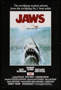 6r918 JAWS 24x36 commercial poster '90s Spielberg's man-eating shark attacking sexy swimmer!