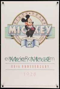 6r809 MICKEY MOUSE 60TH ANNIVERSARY 24x36 special '88 Disney, art of Mickey Mouse in tuxedo!
