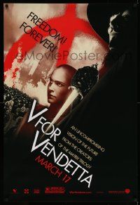 6r494 V FOR VENDETTA teaser 1sh '05 Wachowskis, Natalie Portman, Hugo Weaving, city in flames!