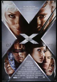 6r521 X-MEN 2 style B int'l DS 1sh '03 great image of Hugh Jackman, sexy Anna Paquin & cast!