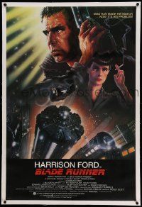 6s022 BLADE RUNNER linen int'l 1sh '82 Ridley Scott sci-fi classic, art of Harrison Ford by Alvin!