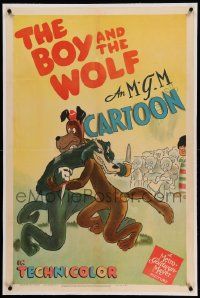 6s029 BOY & THE WOLF linen 1sh '43 MGM cartoon based on Aesop's fable, The Boy Who Cried Wolf!