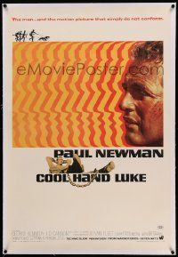 6s050 COOL HAND LUKE linen 1sh '67 Paul Newman prison escape classic, cool art by James Bama!