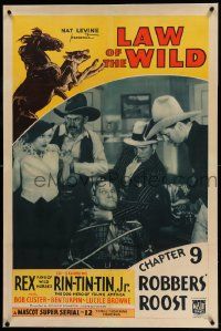 6s145 LAW OF THE WILD linen chapter 9 1sh '34 cross-eyed Ben Turpin tied up, art of Rin-Tin-Tin Jr.