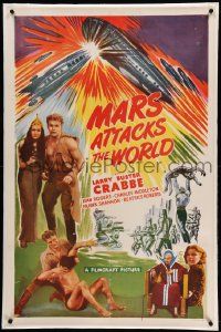 6s164 MARS ATTACKS THE WORLD linen 1sh R50 Buster Crabbe as Flash Gordon from the 1936 serial!