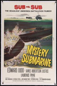6s182 MYSTERY SUBMARINE linen 1sh '63 World War II's deadliest undersea sub vs. sub battle ever!
