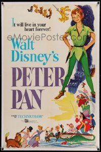 6s206 PETER PAN linen 1sh R69 Walt Disney animated cartoon fantasy classic, great art!