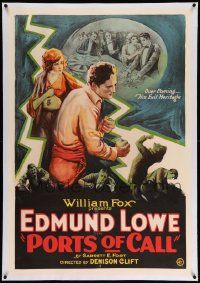 6s214 PORTS OF CALL linen 1sh '25 Edmund Lowe overcoming his evil heritage, gambling stone litho!