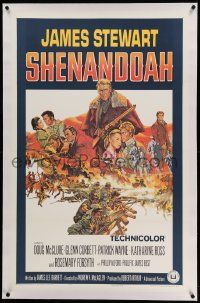 6s244 SHENANDOAH linen 1sh '65 James Stewart, Civil War, great Frank McCarthy artwork!