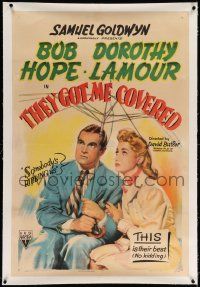 6s274 THEY GOT ME COVERED linen 1sh '43 Bob Hope, Dorothy Lamour, this is their best, no kidding!